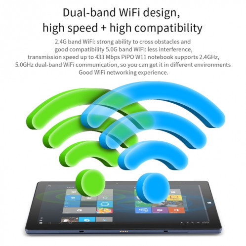 Tablette PC PiPO W11 2 en 1, 11,6 pouces, 8 Go + 128 Go, Système Windows 10, Intel Gemini Lake N4100 Quad Core jusqu'à 2,4 GHz, avec clavier et stylet, prise en charge WiFi double bande et Bluetooth et carte Micro SD SP0393413-015
