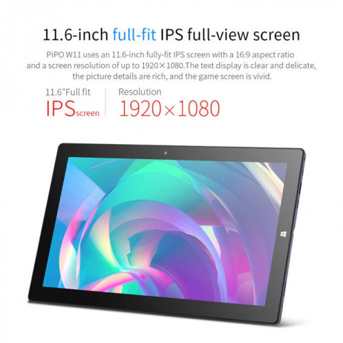 PiPO W11 Tablette PC 2 en 1, 11,6 pouces, 8 Go + 128 Go + 128 Go SSD, Système Windows 10, Intel Gemini Lake N4100 Quad Core jusqu'à 2,4 GHz, avec clavier et stylet, prise en charge WiFi double bande et Bluetooth et SP0394291-015