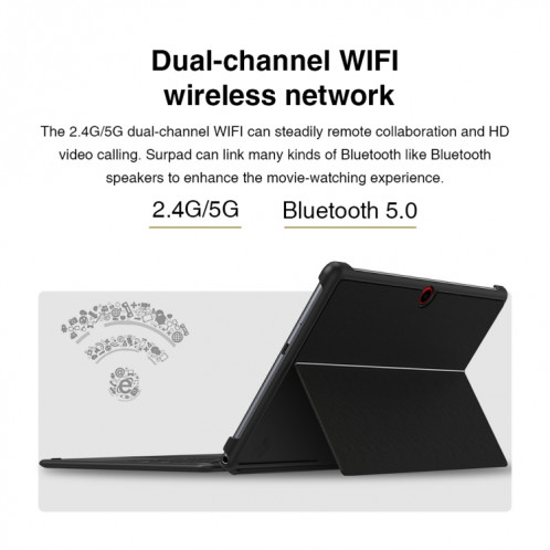 Tablette PC CHUWI Surpad 4G LTE, 10,1 pouces, 4 Go + 128 Go, avec clavier, Android 10.0, Helio MT6771V Octa Core jusqu'à 2,0 GHz, prise en charge de la double SIM et OTG et Bluetooth et WiFi double bande, (noir SC0436569-014