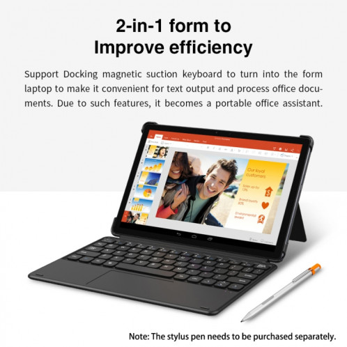 Tablette PC CHUWI Surpad 4G LTE, 10,1 pouces, 4 Go + 128 Go, avec clavier, Android 10.0, Helio MT6771V Octa Core jusqu'à 2,0 GHz, prise en charge de la double SIM et OTG et Bluetooth et WiFi double bande, (noir SC0436569-014