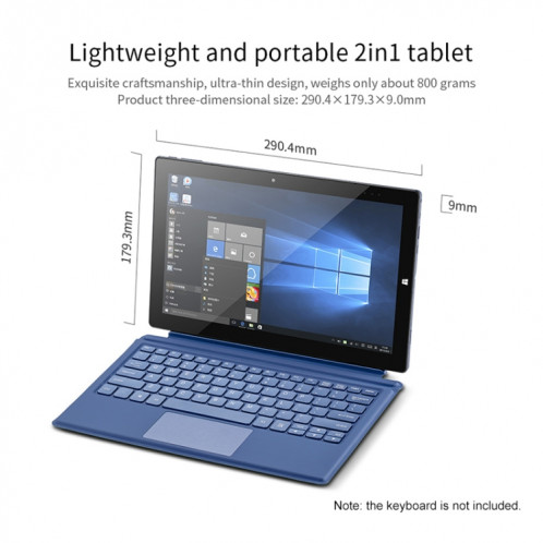 PIPO W11 2 sur 1 Tablet PC, 11,6 pouces, 8 Go + 128GB + 128GB SSD, Système Windows 10, Intel Gemini Lake N4120 Quad noyau jusqu'à 2,6 GHz, avec stylet stylé non inclus clavier, support double bande WIFI & Bluetooth & SP04941551-014