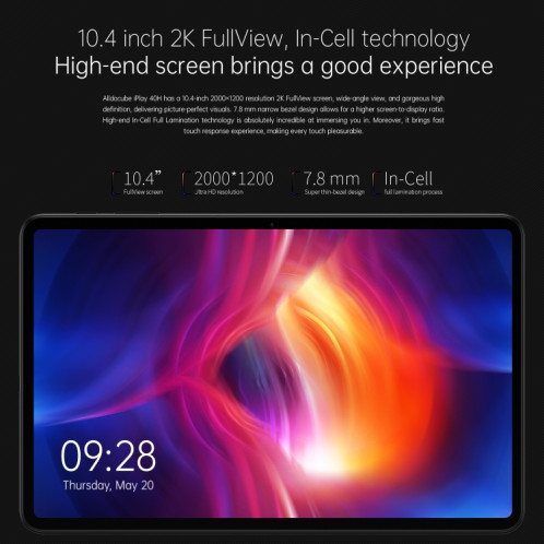 ALLDOCUBE IPLAY 40H T1020H 4G Tablette d'appel, 10,4 pouces, 8 Go + 128 Go, Android 10 Unisoc Tiger T618 OCTA COE 2.0GHZ, support GPS & Bluetooth et Dual Band WIFI & DUAL SIM (Noir) SA553B4-011