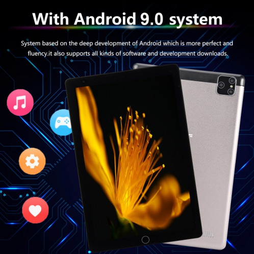 BDF P8 3G Téléphone Tablet PC, 8 pouces, 2GB + 32GB, Android 9.0, MTK8321 OCTA CORE CORTEX-A7, Support Dual Sim & Bluetooth & WiFi & GPS, Bouchon EU (Gold) SB564J431-013