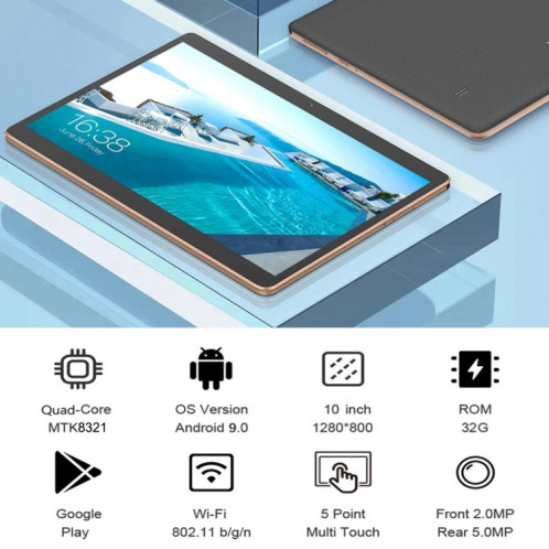 BDF K107 3G Téléphone Tablet PC, 10 pouces, 2GB + 32GB, Android 9.0, MTK8321 OCTA Core, Support Dual Sim & Bluetooth & Wifi & GPS, Fiche UE (Blanc) SB720W1165-07