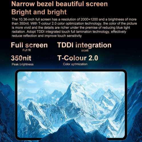 TECLAST T40 PRO 4G LTE Tablet PC, 10,4 pouces, 8 Go + 128 Go, Android 11 UNISOC T618 OCTA Core, support Bluetooth et Dual Band Carte WiFi & TF, Réseau: 4G ST0724811-07