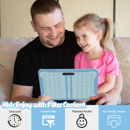 Tablette Pritom K10 pour enfants, 10,1 pouces, 2 Go + 32 Go, Processeur quadricœur Android 10 Unisoc SC7731E, prise en charge des appels téléphoniques WiFi/3G 2,4 G, version globale avec Google Play (bleu) SP782L1461-07