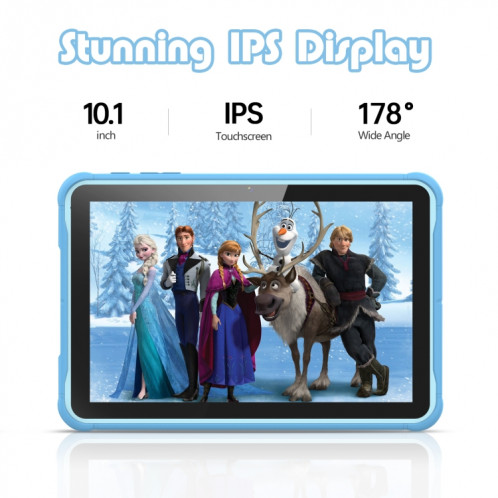 Tablette Pritom K10 pour enfants, 10,1 pouces, 2 Go + 32 Go, Processeur quadricœur Android 10 Unisoc SC7731E, prise en charge des appels téléphoniques WiFi/3G 2,4 G, version globale avec Google Play (bleu) SP782L1461-07