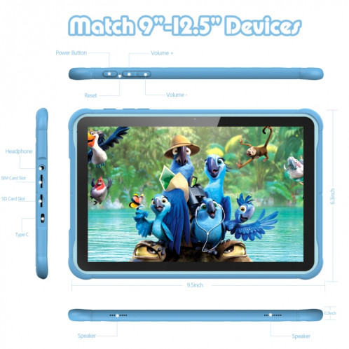 Tablette Pritom K10 pour enfants, 10,1 pouces, 2 Go + 32 Go, Processeur quadricœur Android 10 Unisoc SC7731E, prise en charge des appels téléphoniques WiFi/3G 2,4 G, version globale avec Google Play (bleu) SP782L1461-07