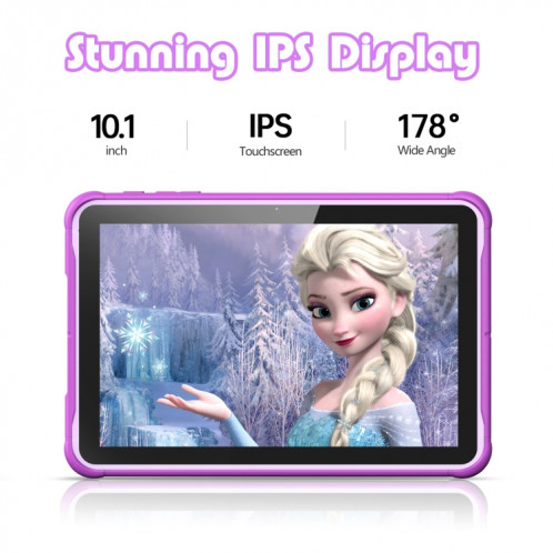 Tablette Pritom K10 pour enfants, 10,1 pouces, 2 Go + 32 Go, Processeur quadricœur Android 10 Unisoc SC7731E, prise en charge des appels téléphoniques WiFi/3G 2,4 G, version globale avec Google Play (violet) SP782P788-07