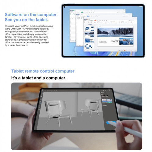 HUAWEI MatePad Pro 11 pouces 2022 Wi-Fi GOT-W09 8 Go + 256 Go, HarmonyOS 3 Qualcomm Snapdragon 888 Octa Core, prend en charge le double WiFi/BT/GPS, ne prend pas en charge Google Play (bleu) SH794L1031-012