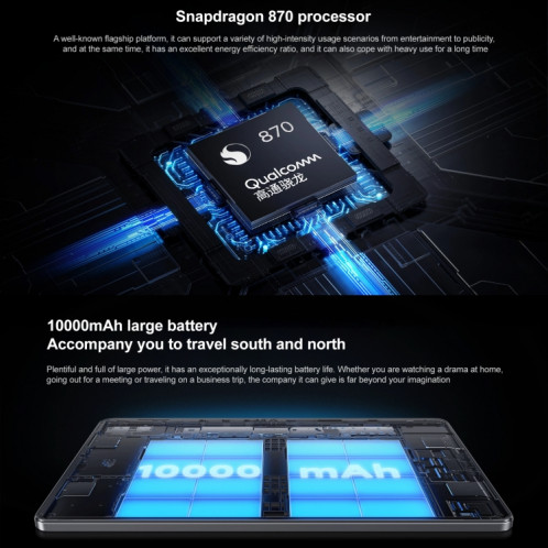 Xiaomi Pad 5 Pro, 12,4 pouces, 6 Go + 128 Go, Caméras arrière doubles, MIUI 13 Qualcomm Snapdragon 870 Octa Core jusqu'à 3,2 GHz, batterie 10 000 mAh (noir) SX811B1033-013