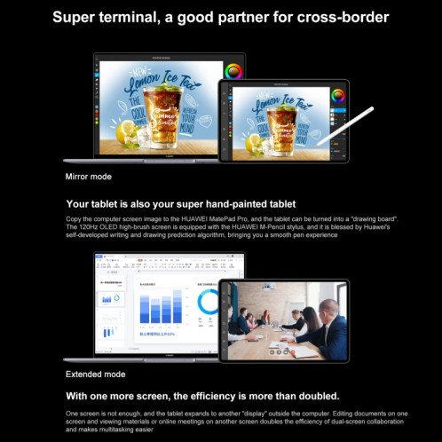 HUAWEI MatePad Pro 12,6 pouces 2022 Wi-Fi WGRR-W09 8 Go + 256 Go, HarmonyOS 3 Hisilicon Kirin 9000E Octa Core, prend en charge le double WiFi/BT/GPS, ne prend pas en charge Google Play (noir) SH818B1489-011