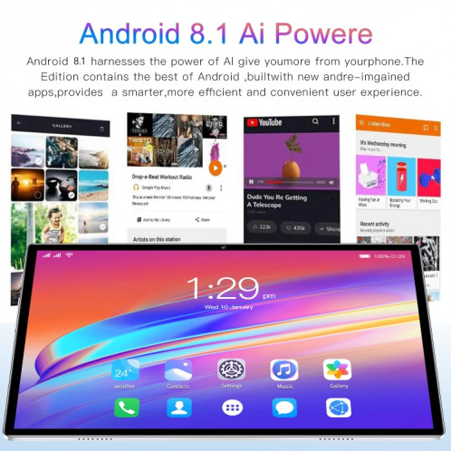 Tablette PC X12 4G LTE, 10,1 pouces, 4 Go + 32 Go, Android 8.1 MTK6750 Octa Core, prise en charge double SIM, WiFi, Bluetooth, GPS (blanc) SH824W869-014