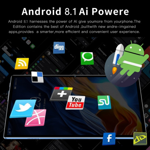 Tablette PC PA15 4G LTE, 10,1 pouces, 4 Go + 32 Go, Android 8.1 MTK6750 Octa Core, prise en charge double SIM, WiFi, Bluetooth, GPS (noir) SH831B1288-015