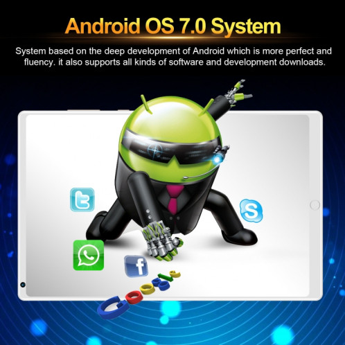 Tablette d'appel téléphonique K10 3G, 8,0 pouces, 1 Go + 16 Go, Android 5.1 MT6592 Octa Core, prise en charge double SIM, WiFi, BT, GPS (blanc) SH881W481-014