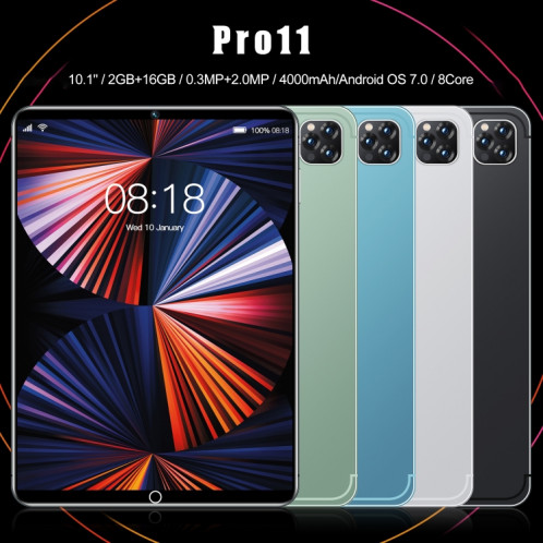 Tablette d'appel téléphonique Pro 11 3G, 10,1 pouces, 1 Go + 16 Go, Android 5.1 MT6592 Octa Core, prise en charge double SIM, WiFi, BT, GPS (vert) SH883G1448-013