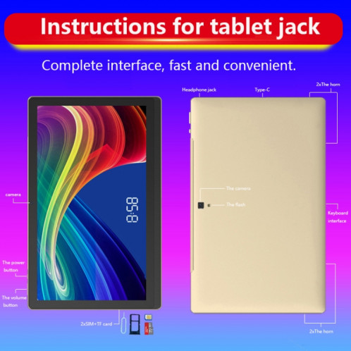 Tablette PC M101 4G LTE, 14,1 pouces, 4 Go + 128 Go, Android 8.1 MTK6797 Deca Core 2,1 GHz, double SIM, prise en charge GPS, OTG, WiFi, BT (bleu) SH891L452-016