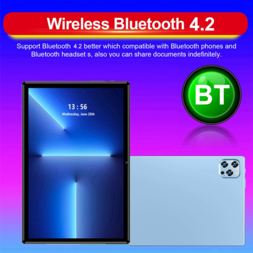 Tablette d'appel téléphonique P60 4G, 10,1 pouces, 4 Go + 64 Go, Android 8.0 MTK6797 Deca Core 2,1 GHz, double SIM, prise en charge GPS, OTG, WiFi, BT (blanc) SH892W116-015