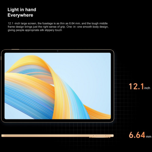 Honor Pad V8 Pro ROD-W09 Wi-Fi, 12,1 pouces, 8 Go + 128 Go, MagicOS 7.0 Dimensity 8100 Octa Core, 8 haut-parleurs 10050 mAh grande batterie, ne prend pas en charge Google (gris) SH899H803-012