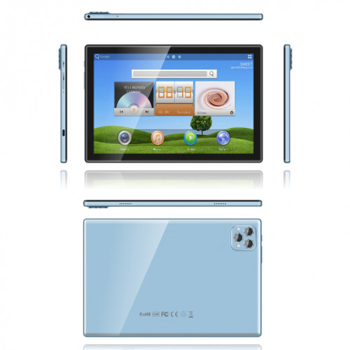 Tablette PC BDF P50 4G LTE, 10,1 pouces, 8 Go + 128 Go, Android 12.0 MTK6762 Octa Core, prise en charge double SIM et Bluetooth et WiFi, (bleu) SB964L958-09