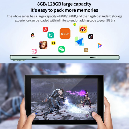 Tablette PC BDF P50 4G LTE, 10,1 pouces, 8 Go + 128 Go, Android 12.0 MTK6762 Octa Core, prise en charge double SIM et Bluetooth et WiFi, (bleu) SB964L958-09