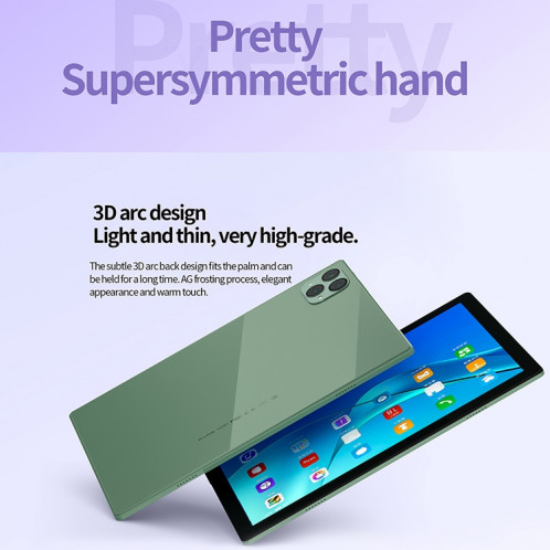 Tablette PC BDF P50 4G LTE, 10,1 pouces, 8 Go + 128 Go, Android 12.0 MTK6762 Octa Core, prise en charge double SIM et Bluetooth et WiFi, (argent) SB964S905-09