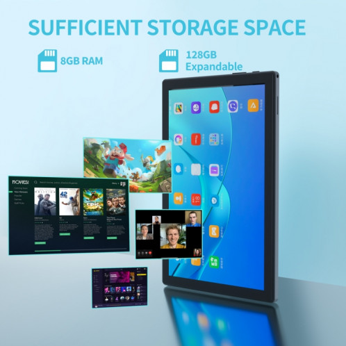 Tablette PC BDF P70 4G LTE, 10,1 pouces, 8 Go + 128 Go, Android 12.0 MTK6762 Octa Core, prise en charge double SIM et Bluetooth et WiFi, (or) SB966J686-012