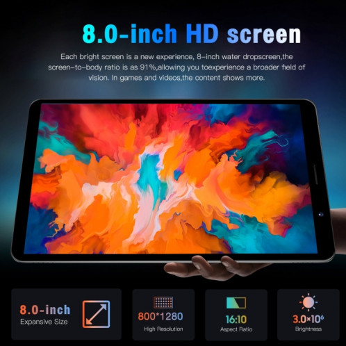 Tablette d'appel téléphonique Tab14 / P14, 1 Go + 16 Go, écran de 8,0 pouces, Identification faciale, Android 5.0 MTK6582 Quad Core, Réseau : 3G, GPS, OTG (Bleu) SH968L176-016