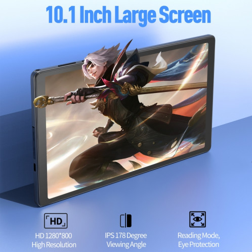D10A Tablette PC 10,1 pouces, 2 Go + 32 Go, Processeur quadricœur Android 12 Allwinner A133, prise en charge WiFi 6/Bluetooth, version globale avec Google Play, prise US (gris) SH981H1444-011