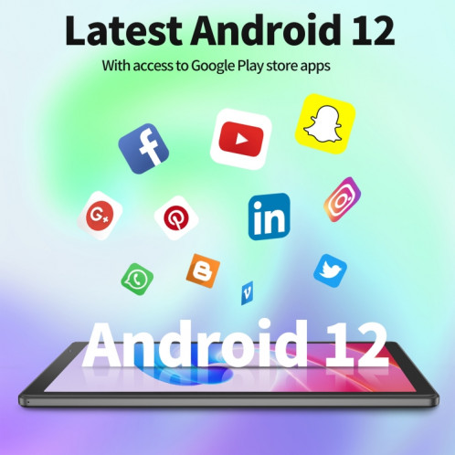 D10A Tablette PC 10,1 pouces, 2 Go + 32 Go, Processeur quadricœur Android 12 Allwinner A133, prise en charge WiFi 6/Bluetooth, version globale avec Google Play, prise US (gris) SH981H1444-011