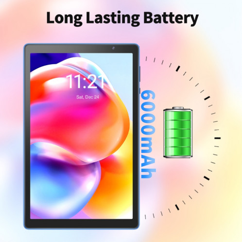 D10A Tablette PC 10,1 pouces, 2 Go + 32 Go, Processeur quadricœur Android 12 Allwinner A133, prise en charge WiFi 6/Bluetooth, version globale avec Google Play, prise US (bleu) SH981L1638-011