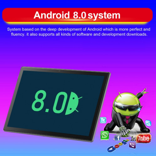 P70 4G Appel téléphonique Tablette PC, 10,1 pouces, 4 Go + 64 Go, Android 8.0 MTK6750 Octa Core 1,8 GHz, prise en charge double SIM, WiFi, Bluetooth, GPS (gris) SH991H489-014