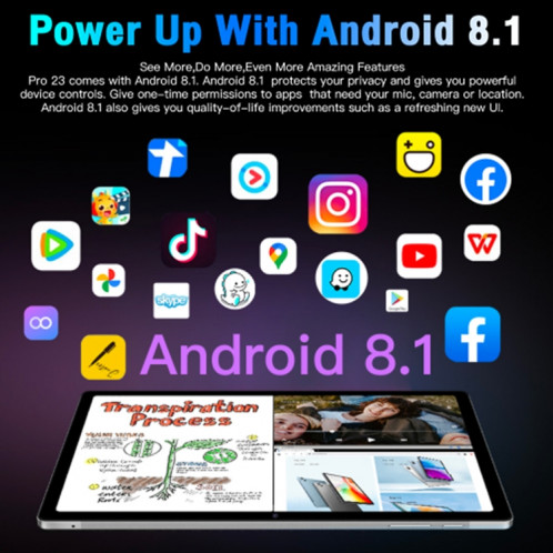 Tablette PC Pro 23 4G LTE, 10,1 pouces, 3 Go + 32 Go, Android 8.1 MT6755 Octa-core, prise en charge double SIM/WiFi/Bluetooth/GPS (gris) SH013H1515-018