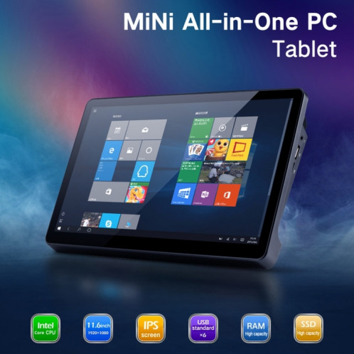 PiPo X15 Mini PC et tablette tout-en-un, 11,6 pouces, 8 Go + 512 Go, Windows 10 Home Intel Core i3-5005U 2,0 GHz, prend en charge WiFi, Bluetooth, carte TF et HDMI (noir) SP072B335-014
