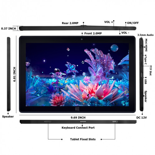 Tablette PC LZ1003, 10,1 pouces, 8 Go + 128 Go, Windows 11, Intel Gemini Lake N4000 Dual Core, clavier non inclus SH10791596-010