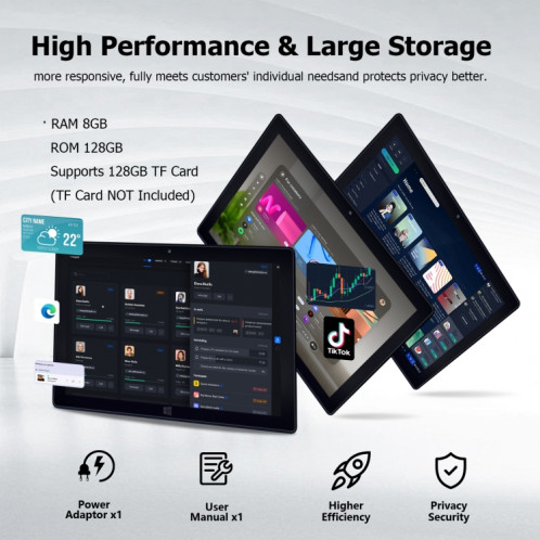 Tablette PC LZ1003, 10,1 pouces, 8 Go + 128 Go, Windows 11, Intel Gemini Lake N4000 Dual Core, clavier non inclus SH10791596-010