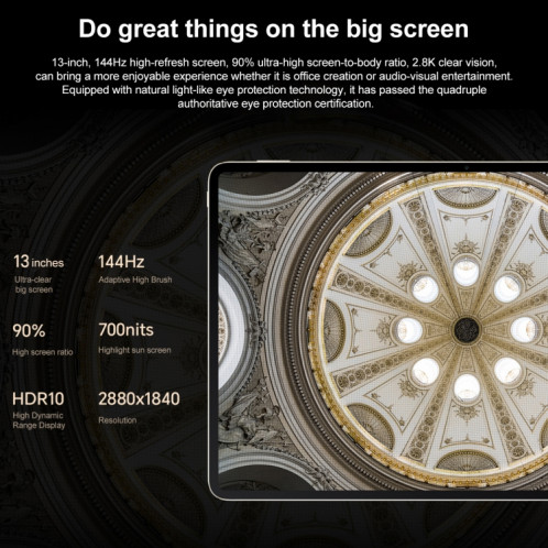 Honor MagicPad 13 GDI-W09 Wi-Fi, 13 pouces, 8 Go + 256 Go, MagicOS 7.2 Snapdragon 888 Octa Core, prend en charge WIFI 6 & BT & OTG, ne prend pas en charge Google (gris) SH084H773-019