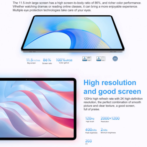 Honor Pad X8 Pro ELN-W09 Wi-Fi, 11,5 pouces, 6 Go + 128 Go, MagicOS 7.1 Qualcomm Snapdragon 685 Octa Core, 6 haut-parleurs, ne prend pas en charge Google (violet) SH088P715-011