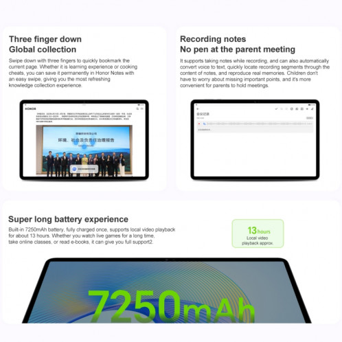 Honor Pad X8 Pro ELN-W09 Wi-Fi, 11,5 pouces, 8 Go + 128 Go, MagicOS 7.1 Qualcomm Snapdragon 685 Octa Core, 6 haut-parleurs, ne prend pas en charge Google (gris) SH089H1960-011