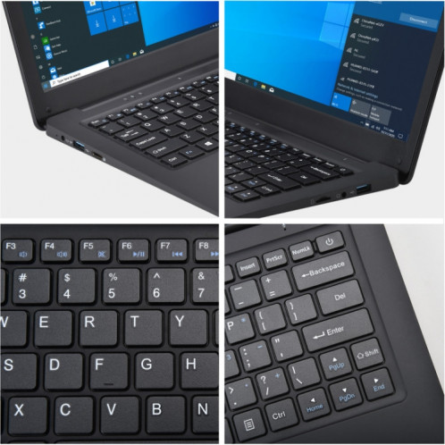 Ordinateur portable F3, 12.5 pouces, 4GB + 64 Go, Windows 10 OS, Intel Celeron N3350 Dual Core CPU 1.44GHZ-1.92GHz, Prise en charge de la carte TF et Bluetooth & Wifi & HDMI, US Plug (Noir) SH220B1043-06