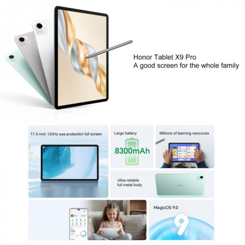 Tablette PC Honor Pad X9 Pro WiFi, 11,5 pouces 8 Go + 128 Go MagicOS 9.0 Qualcomm Snapdragon 685 Octa Core (Noir) SH402B20-012