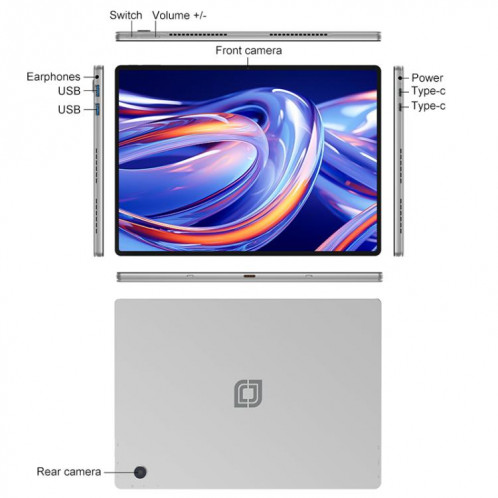 Tablette PC Jumper EZpad V13, 12 Go + 512 Go, sans clavier, 13 pouces Windows 11 OS Intel Jasper Lake N5095 Quad Core, prise américaine SJ05US535-010