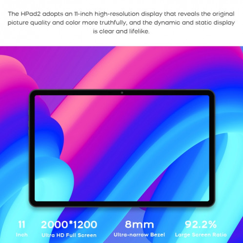 HEADWOLF Hpad2 4G LTE, 10,95 pouces, 8 Go + 256 Go, Android 11 Unisoc T618 Octa Core jusqu'à 2,0 GHz, prise en charge de la double carte SIM, du WiFi et du Bluetooth, version globale avec Google Play, prise américaine SH96TK713-011