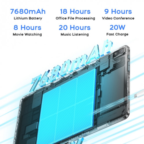 HEADWOLF Hpad2 4G LTE, 10,95 pouces, 8 Go + 256 Go, Android 11 Unisoc T618 Octa Core jusqu'à 2,0 GHz, prise en charge de la double carte SIM, du WiFi et du Bluetooth, version globale avec Google Play, prise américaine SH96TK713-011