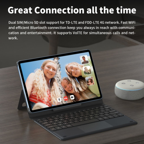HEADWOLF Hpad1 4G LTE, 10,4 pouces, 8 Go + 128 Go, Android 11 Unisoc T618 Octa Core jusqu'à 2,0 GHz, prise en charge double SIM et WiFi et Bluetooth, version globale avec Google Play, prise US (bleu) SH499L1260-013