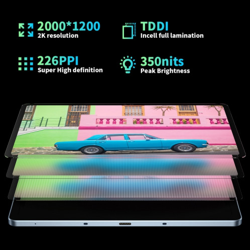 HEADWOLF Hpad1 4G LTE, 10,4 pouces, 8 Go + 128 Go, Android 11 Unisoc T618 Octa Core jusqu'à 2,0 GHz, prise en charge double SIM et WiFi et Bluetooth, version globale avec Google Play, prise US (bleu) SH499L1260-013