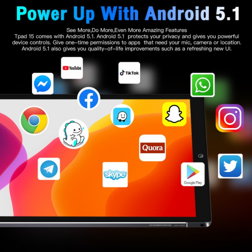 Tablette d'appel téléphonique P15 Tab15 3G, 10,1 pouces, 1 Go + 32 Go, Android 5.1 MT6592 Quad Core, Prise en charge double SIM, WiFi, BT, GPS (noir) SH508B225-014