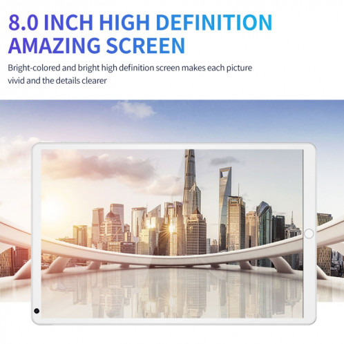 P8 3G Appel téléphonique Tablette PC, 8 pouces, 1 Go + 16 Go, Android 5.1 MT6592 Octa Core, Prise en charge du double SIM, WiFi, Bluetooth, GPS, US Plug (blanc) SH781W1480-07