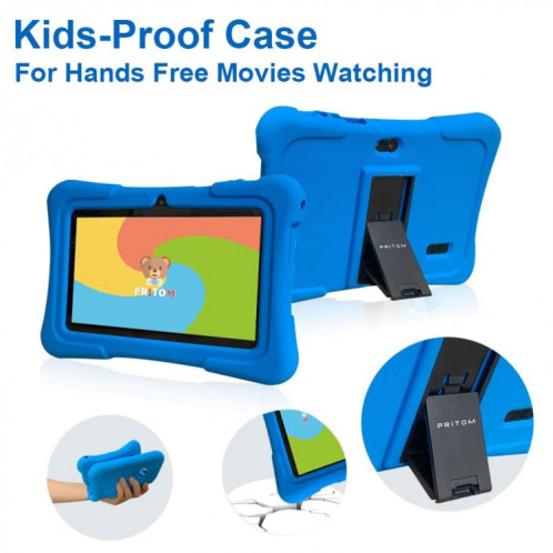 Pritom K7 Kids Education Tablet PC, 7,0 pouces, 1 Go + 16 Go, Android 10 Allwinner A50 Quad Core CPU, support 2.4G WiFi / Bluetooth / Dual Camera, version globale avec Google Play (Blue) SP870L1370-07