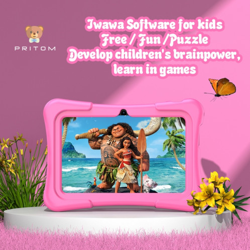 Pritom K7 Pro Kids Education Tablet PC, 7,0 pouces, 2 Go + 32 Go, Android 11 Allwinner A100 Quad Core CPU, support 2.4G WiFi / Bluetooth / Dual Camera, version globale avec Google Play, US Plug (Pink) SP871F1819-07